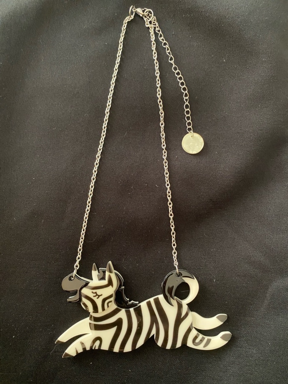 Sold Out Rare Erst Wilder Black and White Zebra  Necklace
